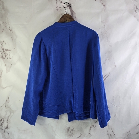 Chicos Jacket Womens Large 2 Blue Blazer Textured Knit Lightweight Unstructured - Picture 9 of 11